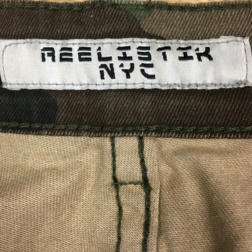Reelistik NYC Green Camo Cargo Jeans-Army Stretch Zipper Cargo Split Jeans Sz 36